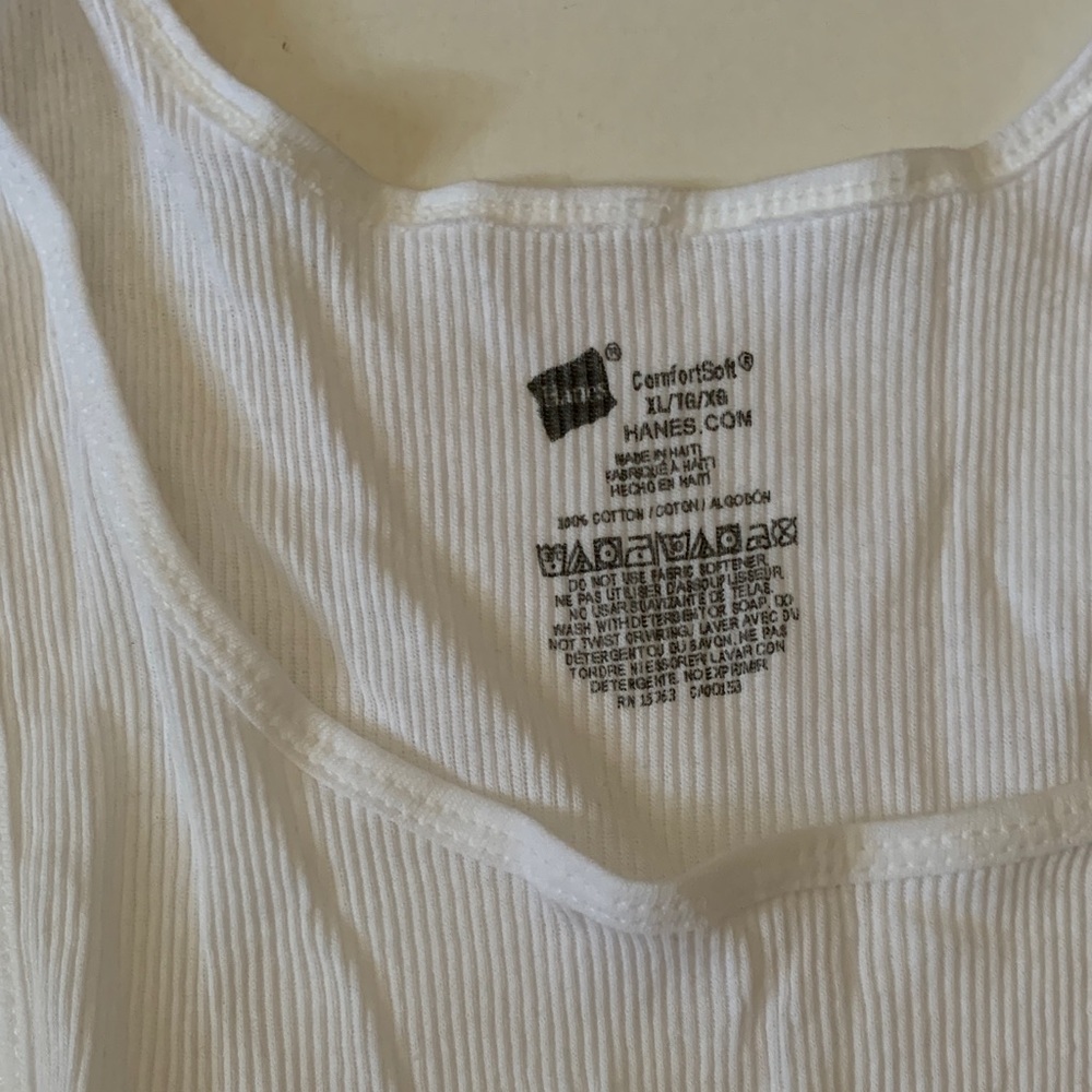 Hanes White Ribbed Tank Top Undershirt - Men's XL - Picture 2 of 4